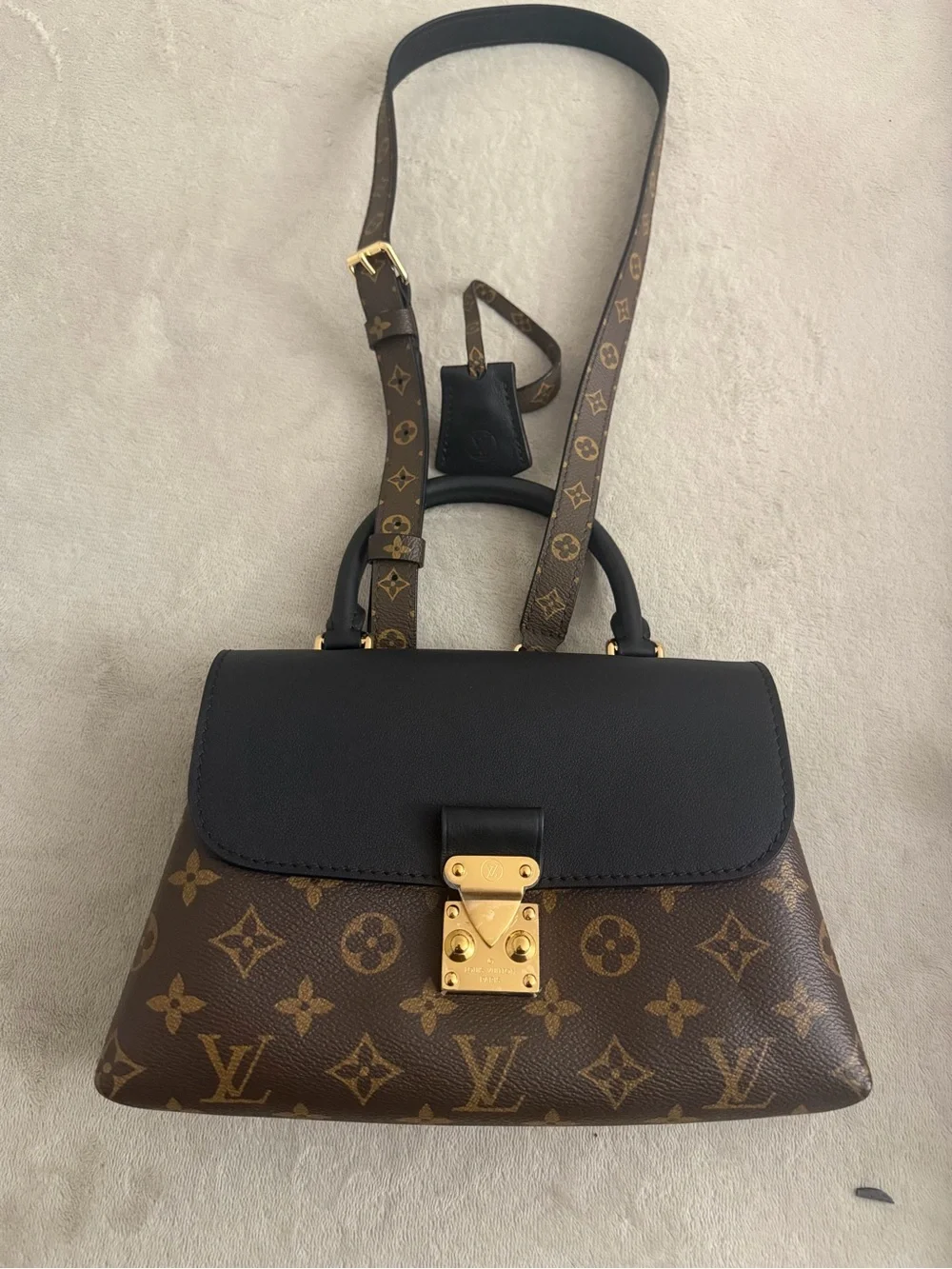 Louis Vuitton Black & Brown Monogram Top Handle Satchel